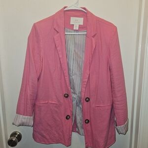 Halston Pink Linen Women's Blazer